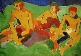 Trois personnages assis dans l'herbe d'André Derain